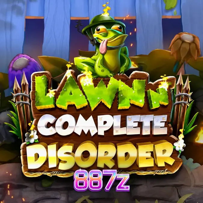 Cena vibrante do jogo de slot Lawn N’ Complete Disorder com vegetais mutantes e um gnomo.
